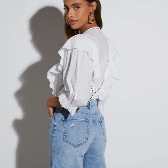 Like NEW White Eyelet Bodysuit - Picture 2 of 3